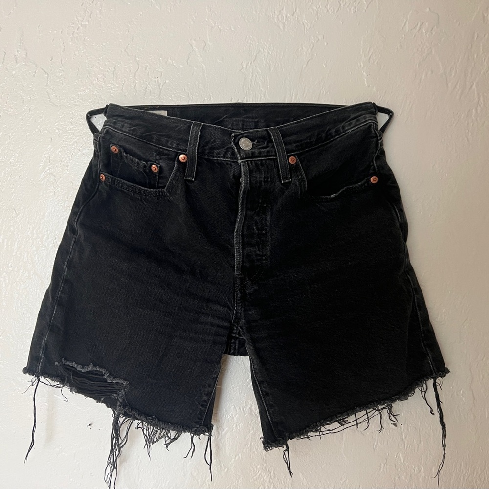 Levi's Black Frayed Jean Shorts